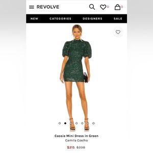 Camila Coehlo Cassie Mini Dress in Green XS worn once. Excellent condition $95